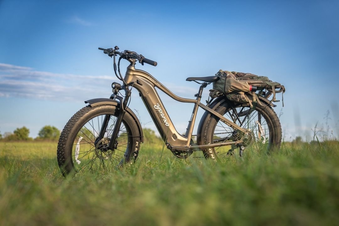 Off-road eBike at a remote charging station in a scenic location.